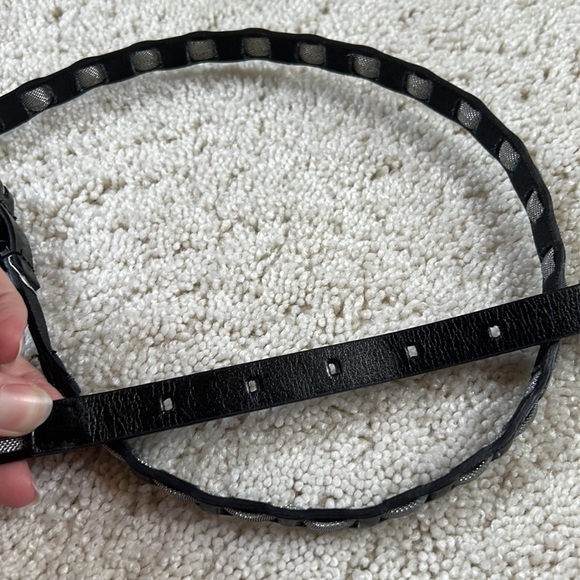 NWOT Calvin Klein Jeans leather belt with metallic mesh accent - Picture 5 of 5